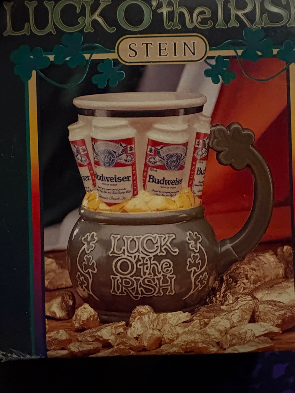 Budweiser Green and Gold 'Luck O' the Irish' Ceramic Stein